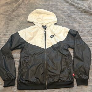 Nike Black and White Hooded Windbreaker Jacket